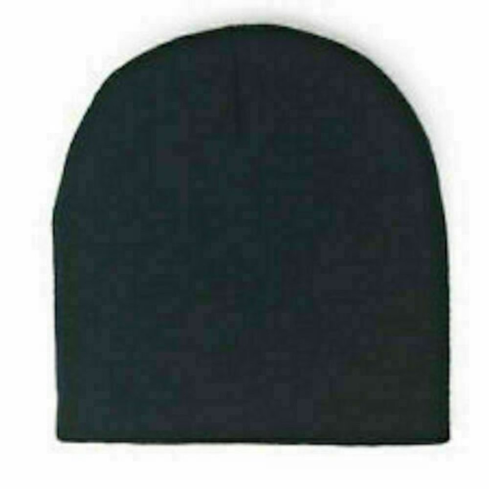 Kids Black Short Skull Beanie Plain Solid Knit